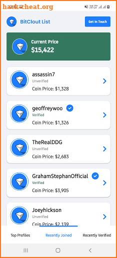 BitClout List screenshot