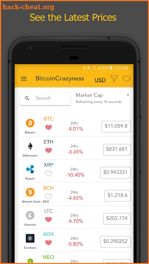 Bitcoin Crazyness Alerts and Portfolio screenshot