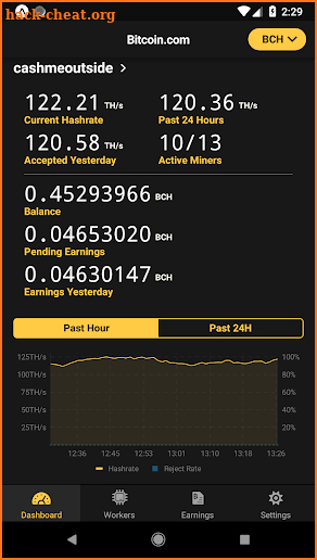 Bitcoin.com Mining Pool screenshot