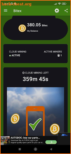 Bitex - Bitcoin Cloud Mining screenshot