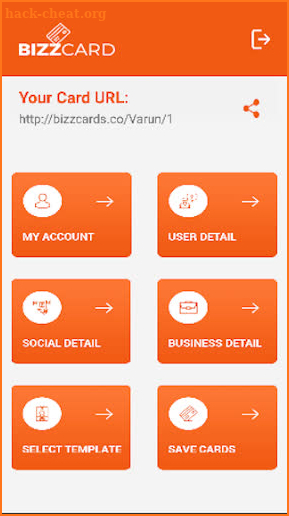 Bizzcard screenshot