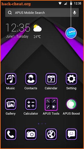 Black & Purple APUS Launcher theme screenshot