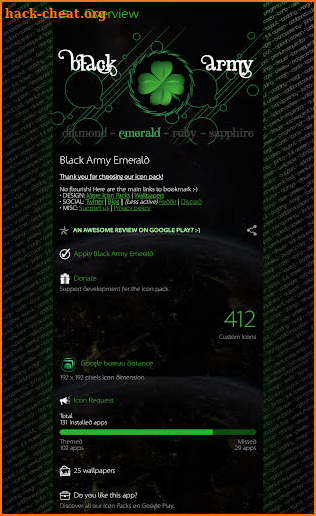Black Army Emerald - Icon Pack - Fresh dashboard screenshot