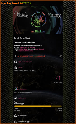 Black Army Omni - Icon Pack - Fresh dashboard screenshot