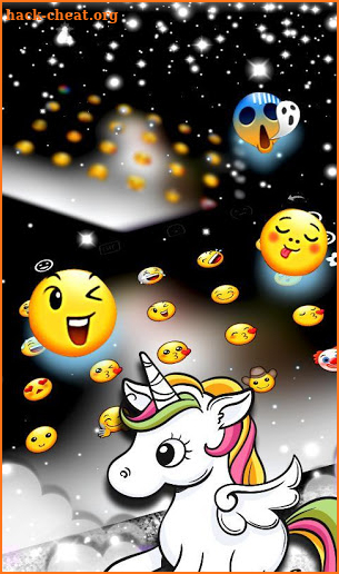 Black Cute Glitter Unicorn Keyboard Theme screenshot