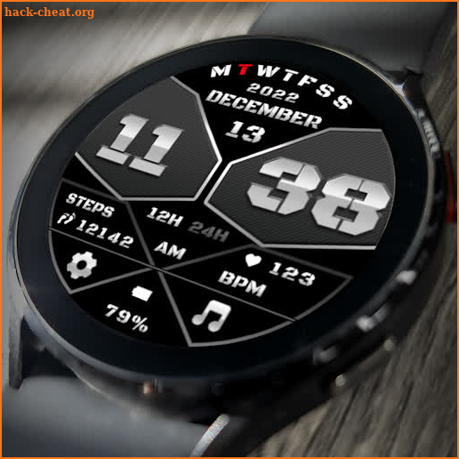 Black Digital Watch Face MJ072 screenshot