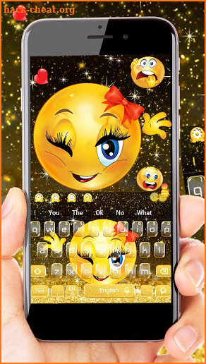 Black Glitter Emoji Keyboard Theme screenshot