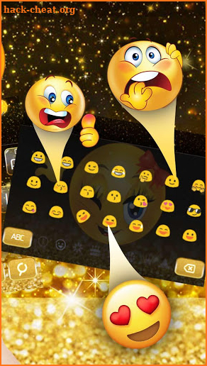 Black Glitter Emoji Keyboard Theme screenshot