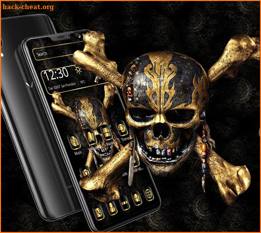 Black Gold Cross Skull Theme screenshot