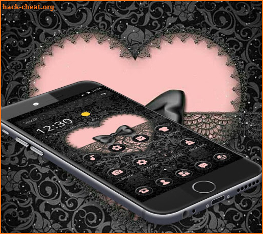 Black Lace Pink Heart Theme screenshot