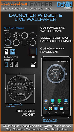 Black Leather HD WatchFace Widget & Live Wallpaper screenshot