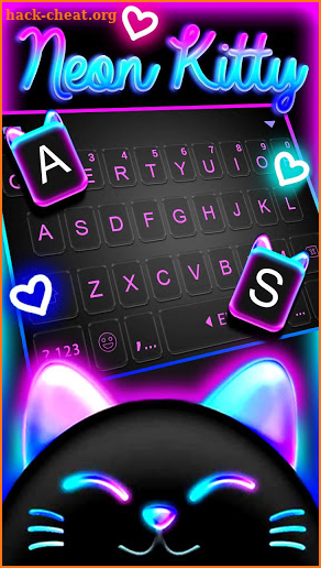 Black Neon Kitty Keyboard Theme screenshot