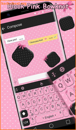 Black Pink Bowknot Keyboard Theme screenshot