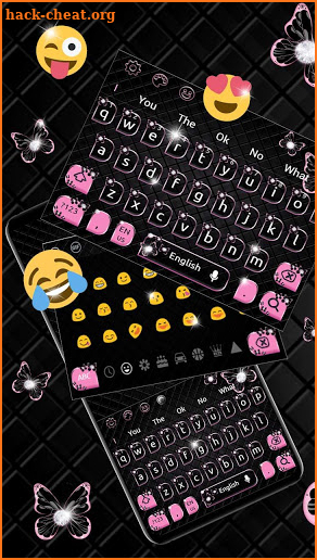 Black Pink Butterfly Keyboard Theme screenshot