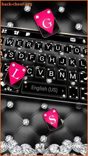 Black Pink Diamonds Keyboard Background screenshot