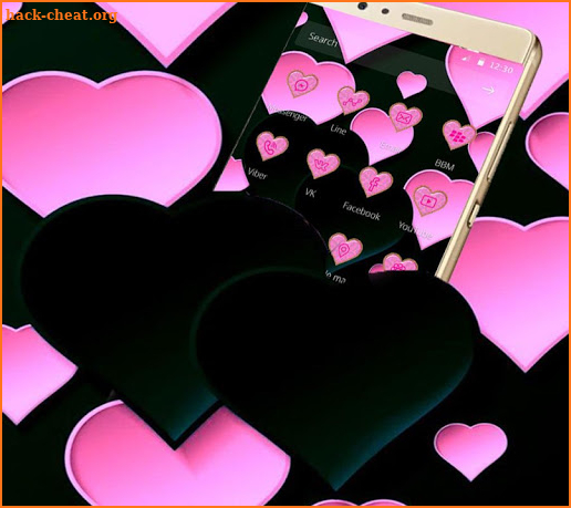 Black Pink Romantic Heart Theme screenshot