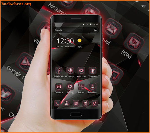 Black  Red Tech Line Theme screenshot