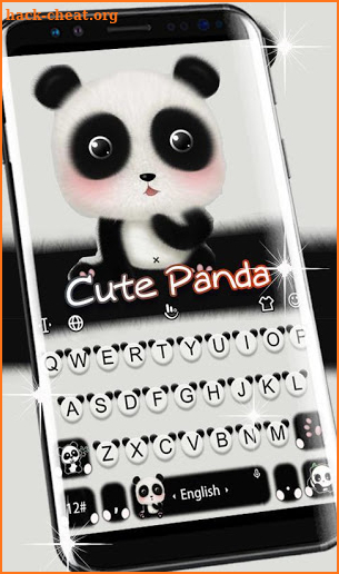 Black White Lovely Cute Panda Keyboard Theme screenshot