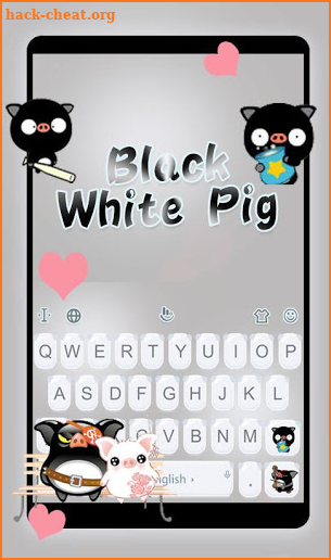 Black White Pig Keyboard Theme screenshot
