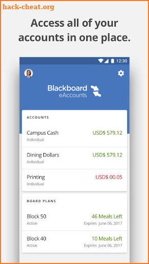 Blackboard eAccounts screenshot