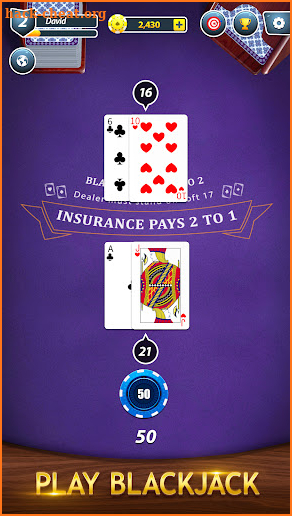 Blackjack by Murka - 21 Vegas Casino Card Game screenshot
