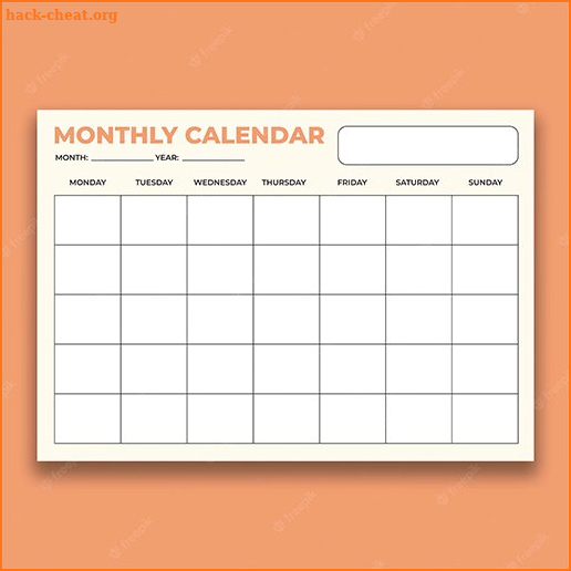 Blank Monthly calendar screenshot