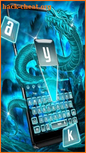 Blazing Neon Blue Dragon Keyboard Theme screenshot