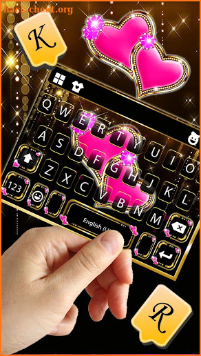 Bling Pink Hearts Keyboard Theme screenshot