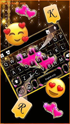 Bling Pink Hearts Keyboard Theme screenshot