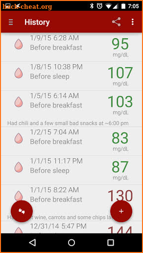 Blood Glucose Tracker screenshot