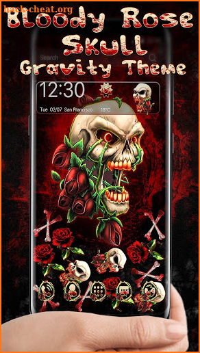 Bloody Rose Neon Skull Gravity Theme screenshot