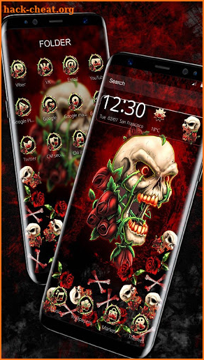 Bloody Rose Neon Skull Gravity Theme screenshot