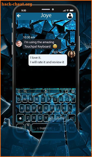 Blue Abstract Crystal Glass Keyboard Theme screenshot