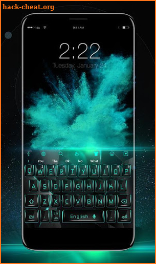 Blue Black Neon Mechanical Keyboard Theme screenshot