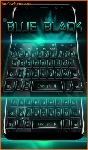 Blue Black Neon Mechanical Keyboard Theme screenshot
