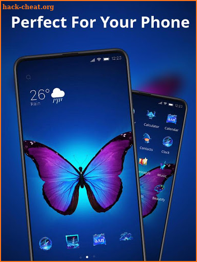 Blue Butterfly theme Bright Wing Neon Animals screenshot