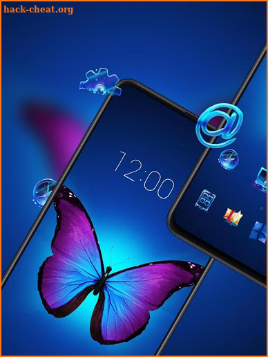 Blue Butterfly theme Bright Wing Neon Animals screenshot