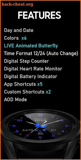 Blue Butterfly Watch Face screenshot