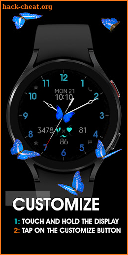 Blue Butterfly Watch Face screenshot