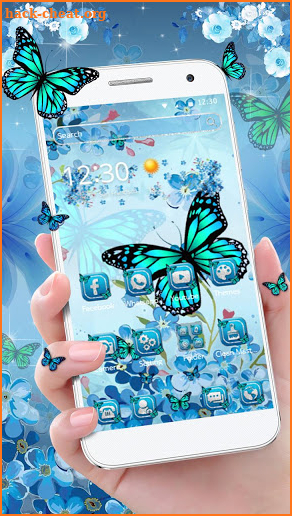 Blue Cherry Butterfly Theme screenshot