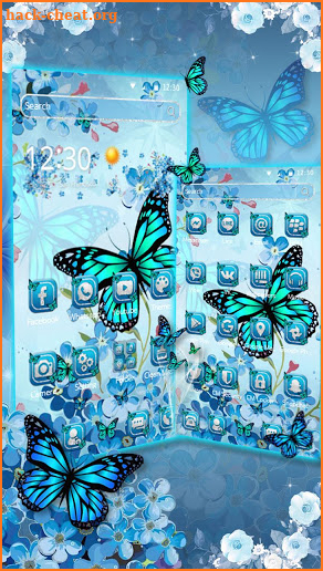 Blue Cherry Butterfly Theme screenshot