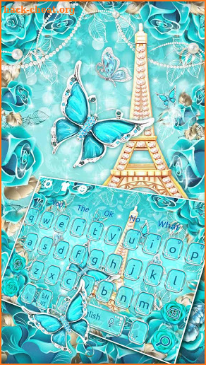 Blue Crystal Diamond Butterfly Keyboard Theme screenshot