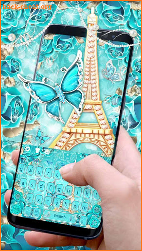 Blue Crystal Diamond Butterfly Keyboard Theme screenshot