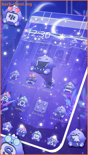 Blue Cute Monster Launcher Theme screenshot