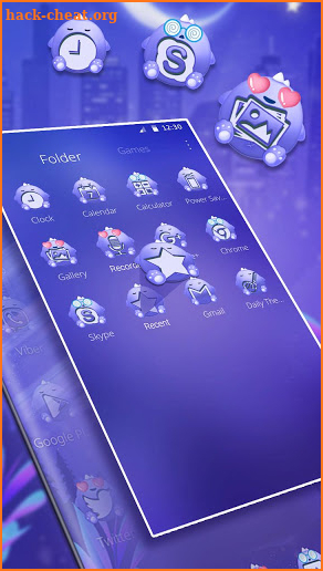 Blue Cute Monster Launcher Theme screenshot