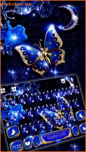 Blue Fancy Butterfly Keyboard Theme screenshot