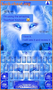 Blue Fire Flaming Ice Wolf Keyboard Theme screenshot