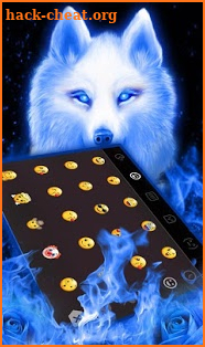 Blue Fire Flaming Ice Wolf Keyboard Theme screenshot