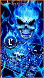 Blue Fire Flaming Skull Keyboard screenshot