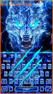 Blue Fire Grim Wolf Keyboard Theme screenshot